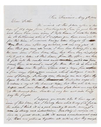 (CALIFORNIA.) Charles C. Donnell. Letters from an early Gold Rush emigrant describing San Francisco and Sacramento.                              